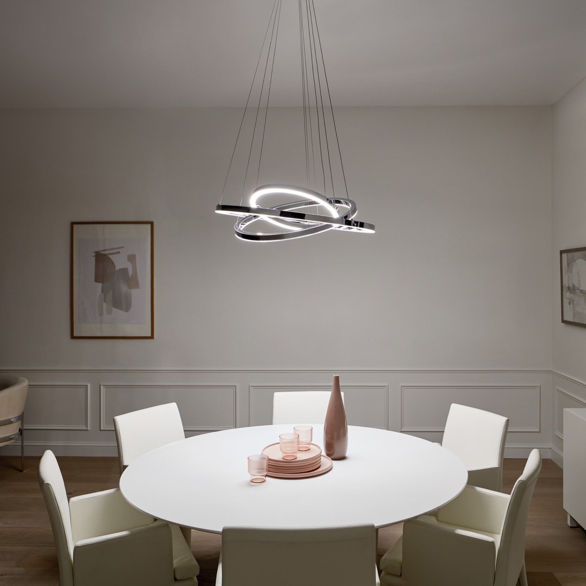 Opus 32" LED Chandelier, Chrome Finish - Bees Lighting