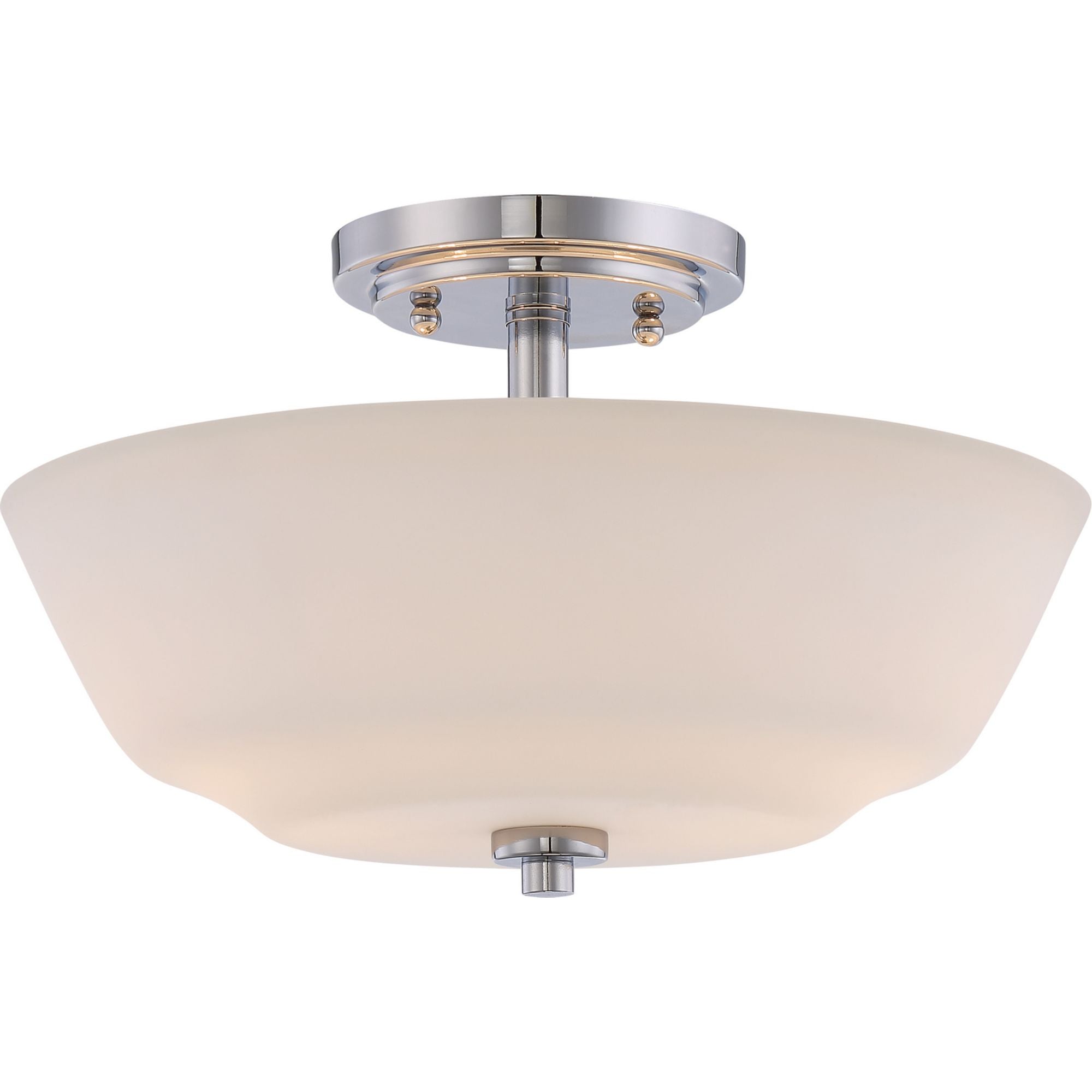Willow 13 in. 2 Lights Semi Flush Mount Light, White Glass - Bees Lighting