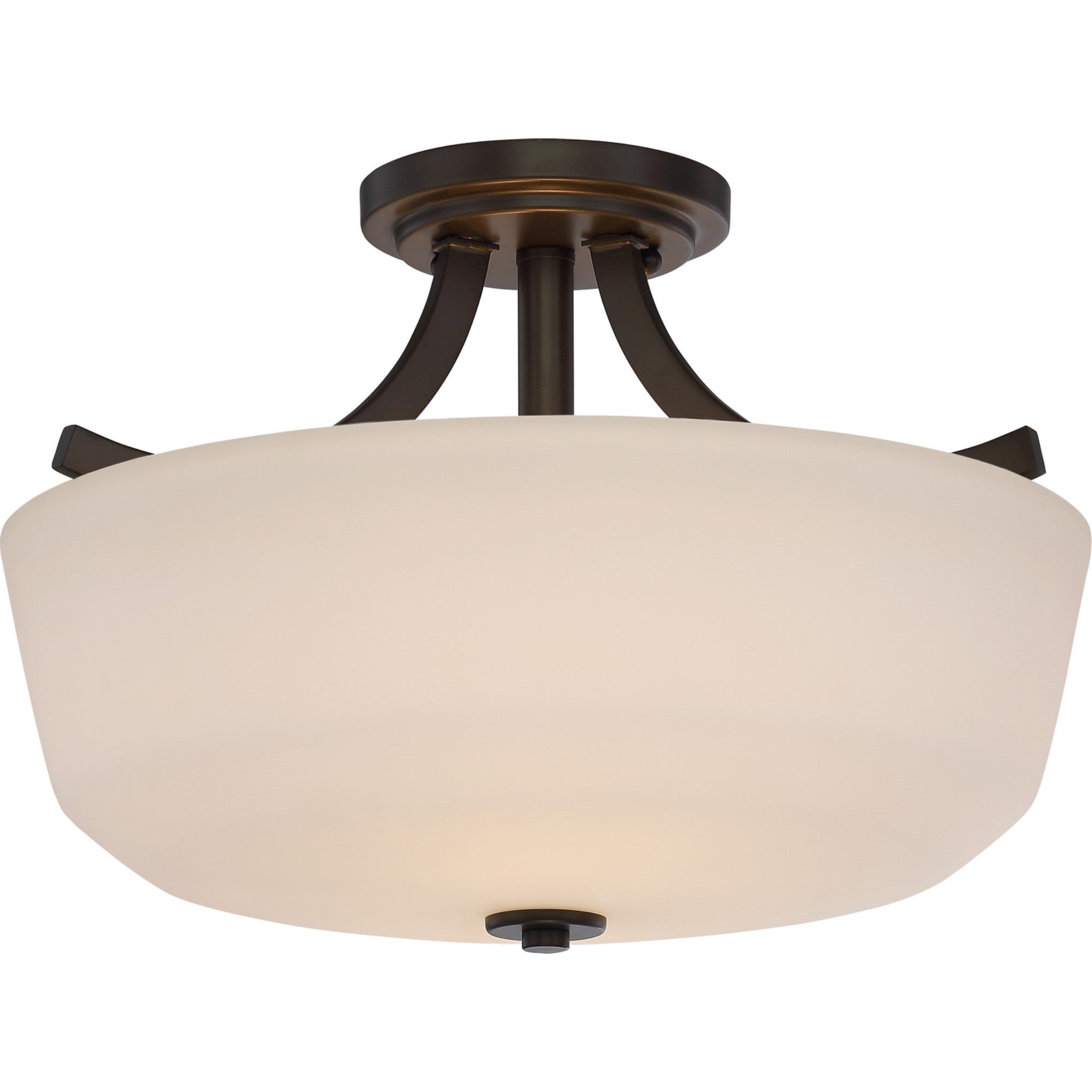 Laguna 15 in. 2 Lights Semi-Flush Mount Light, White Glass - Bees Lighting