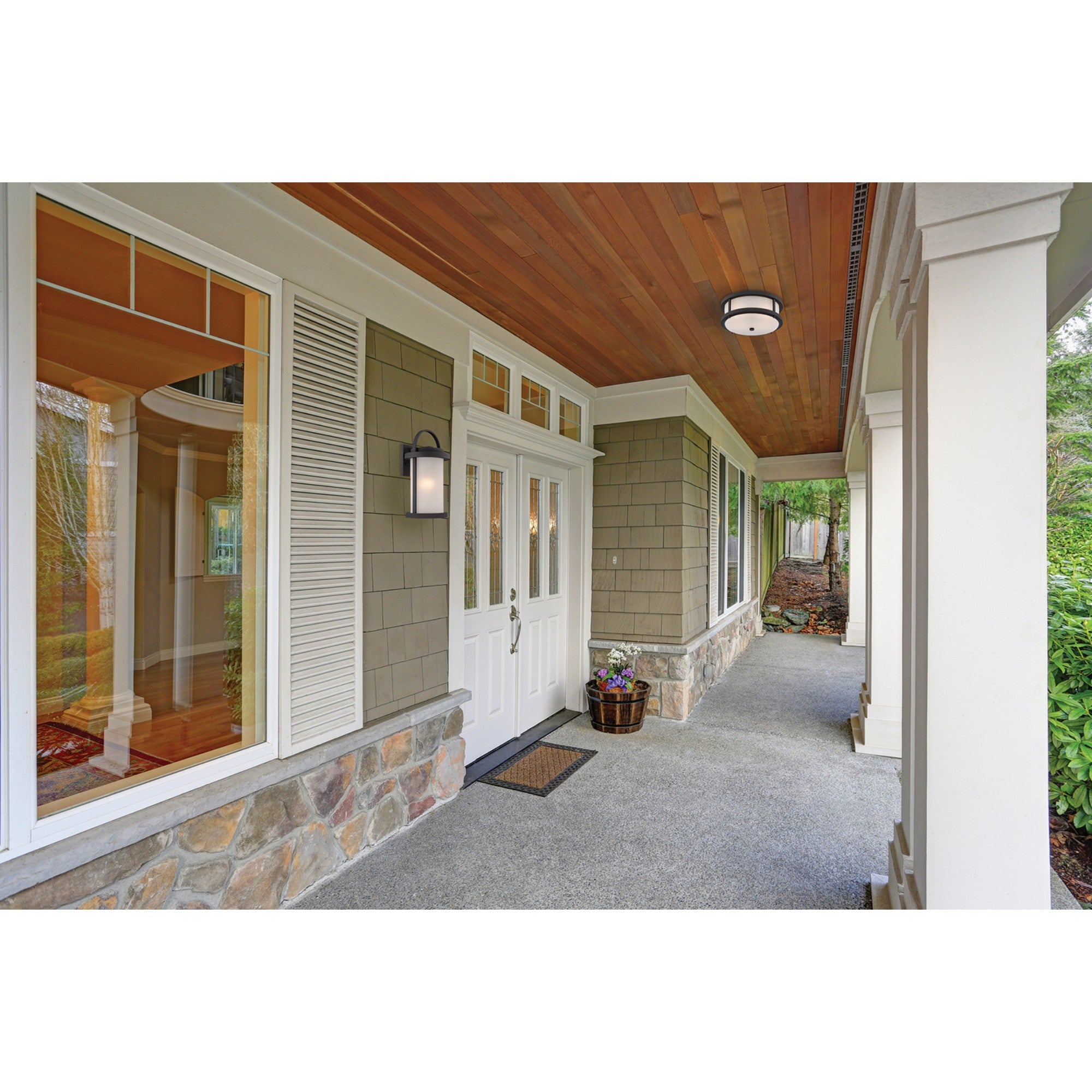 Willis 14 In. 2 Lights LED Outdoor Flush Mount Black finish