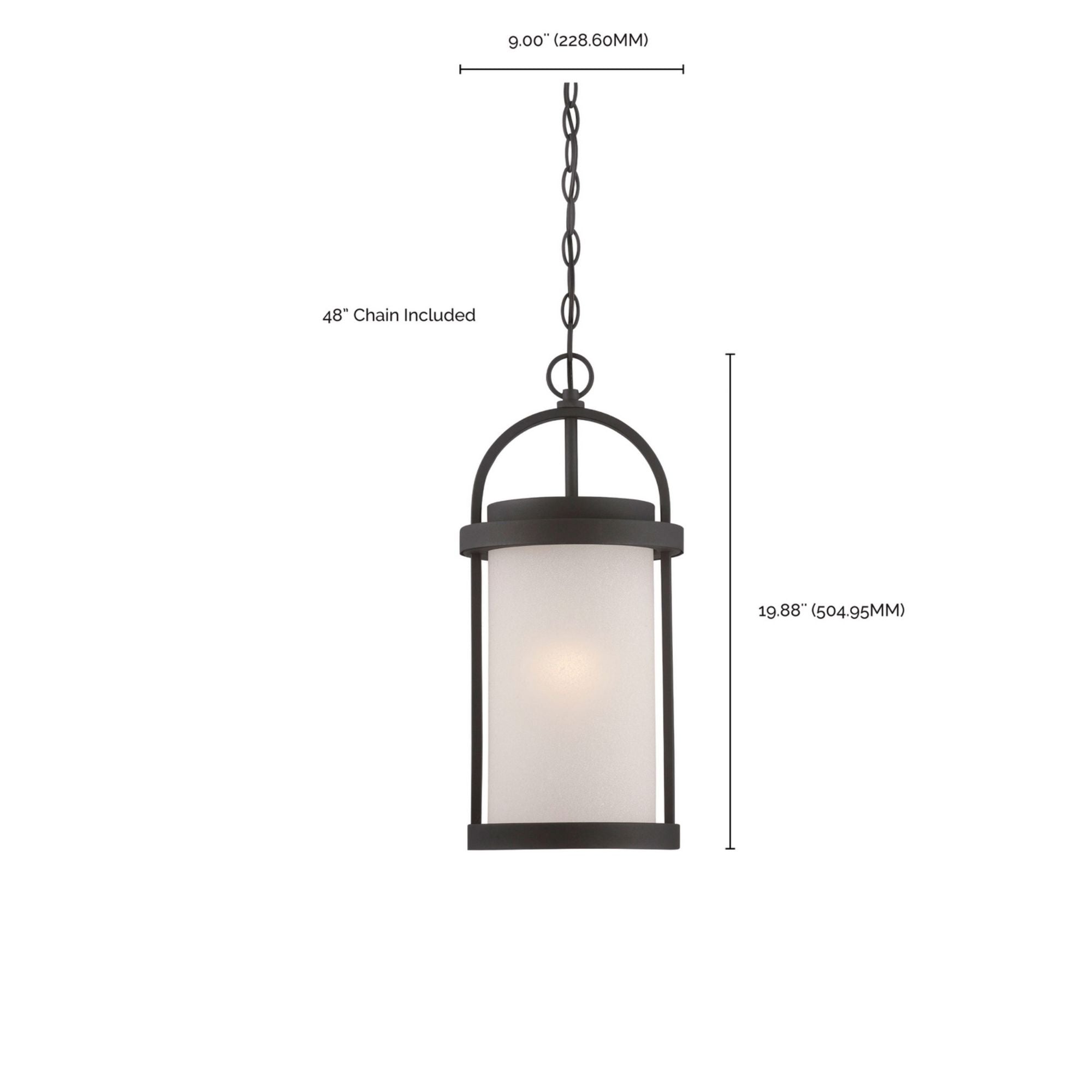 Willis 20" LED Outdoor Hanging Lantern, Black Finish - Bees Lighting