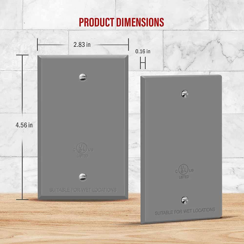 1-Gang Weatherproof Metallic Blank Wall Plate, Gray - Bees Lighting