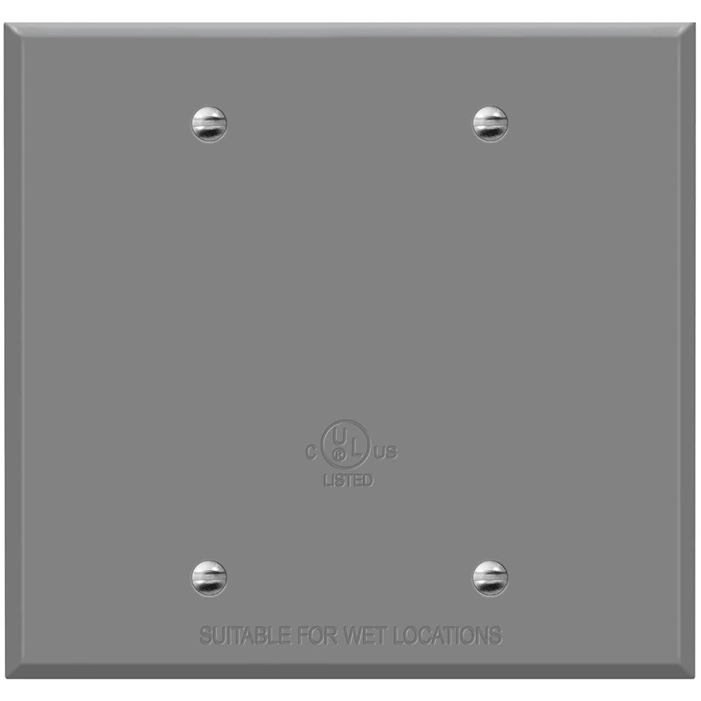2-Gang Weatherproof Metallic Blank Wall Plate Gray