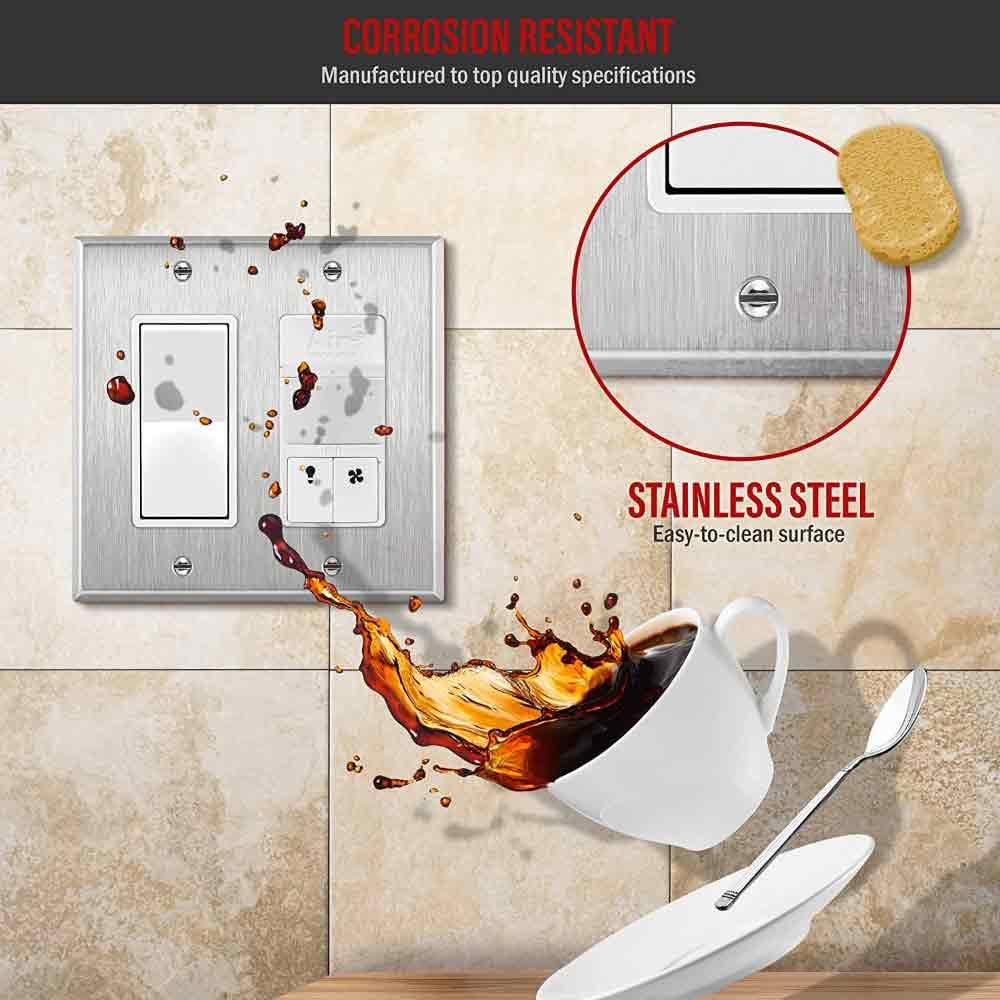 2-Gang Stainless Steel Decorator Wall Plate