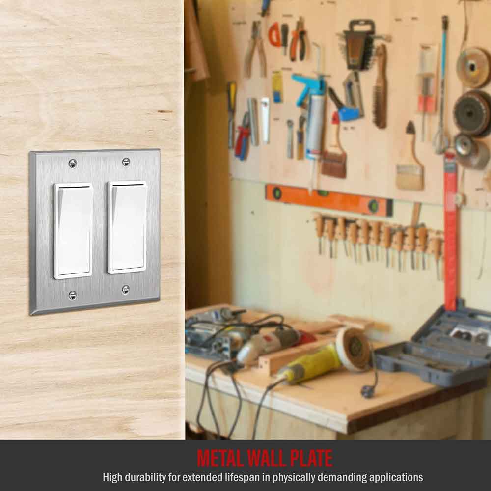 2-Gang Stainless Steel Decorator Wall Plate - Bees Lighting