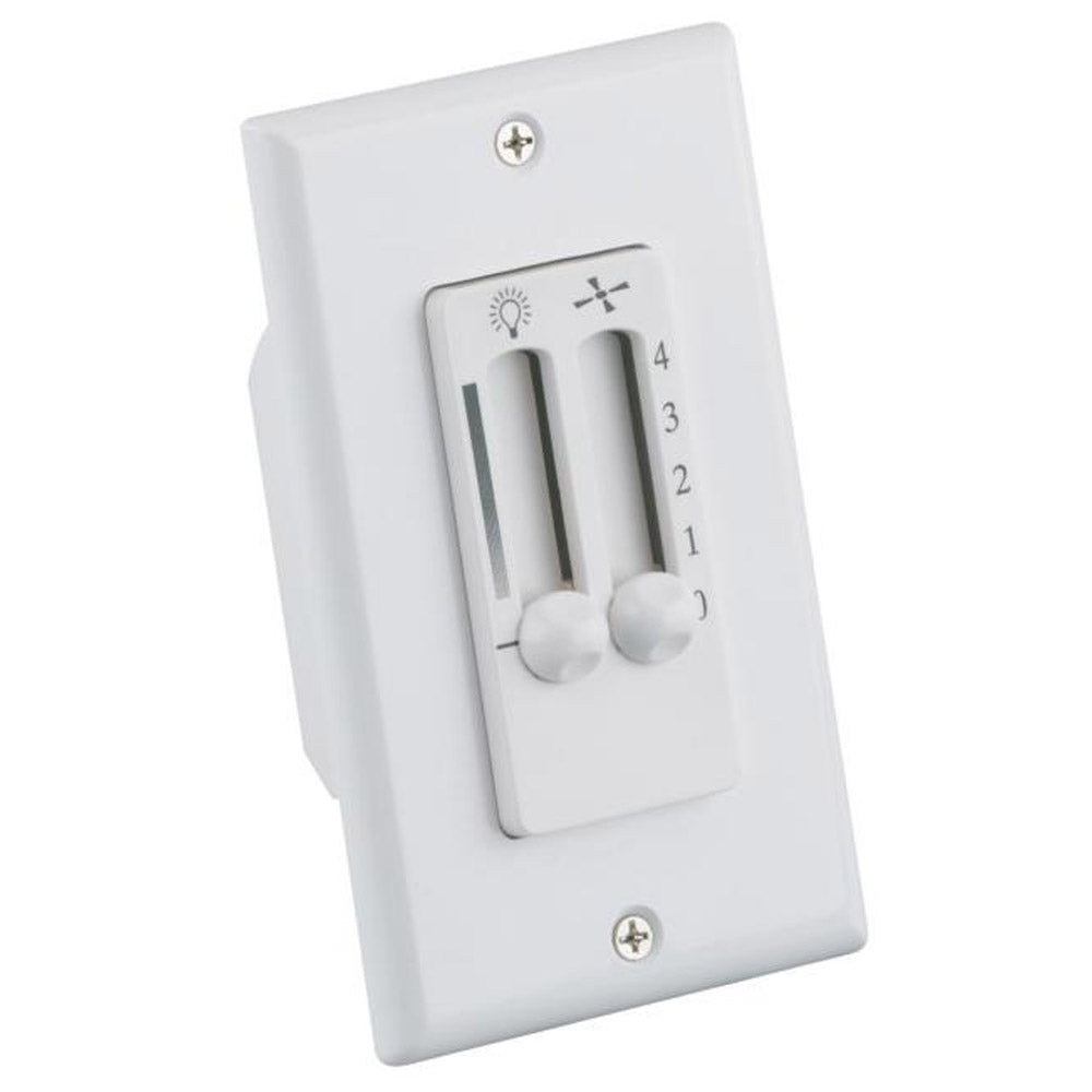 Dual Slide 4 Speed Ceiling Fan And Light Wall Control, White Finish