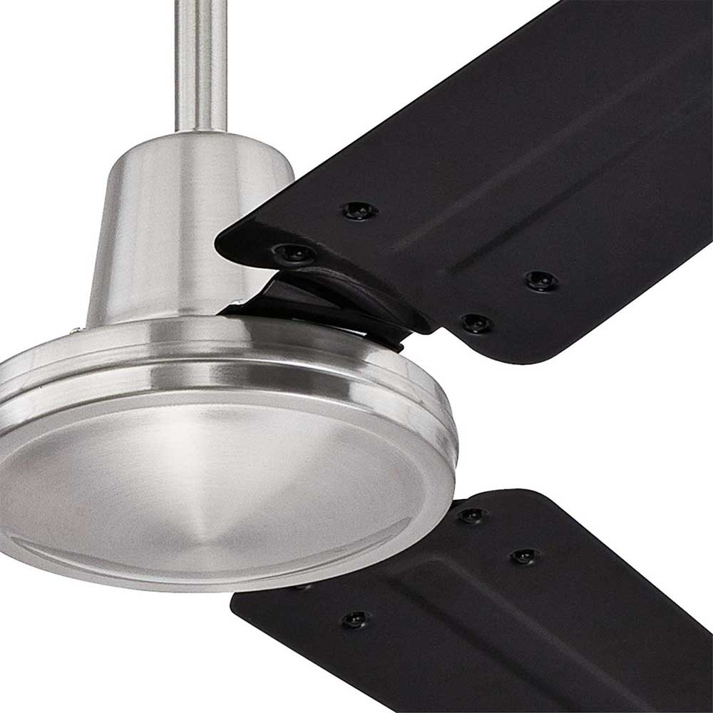 Jax 56 Inch Industrial Ceiling Fan With Wall Control, Brushed Nickel Finish with Black Steel Blades - Bees Lighting