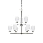 Kerrville 29" 9-Light Chandelier, Brushed Nickel Finish - Bees Lighting