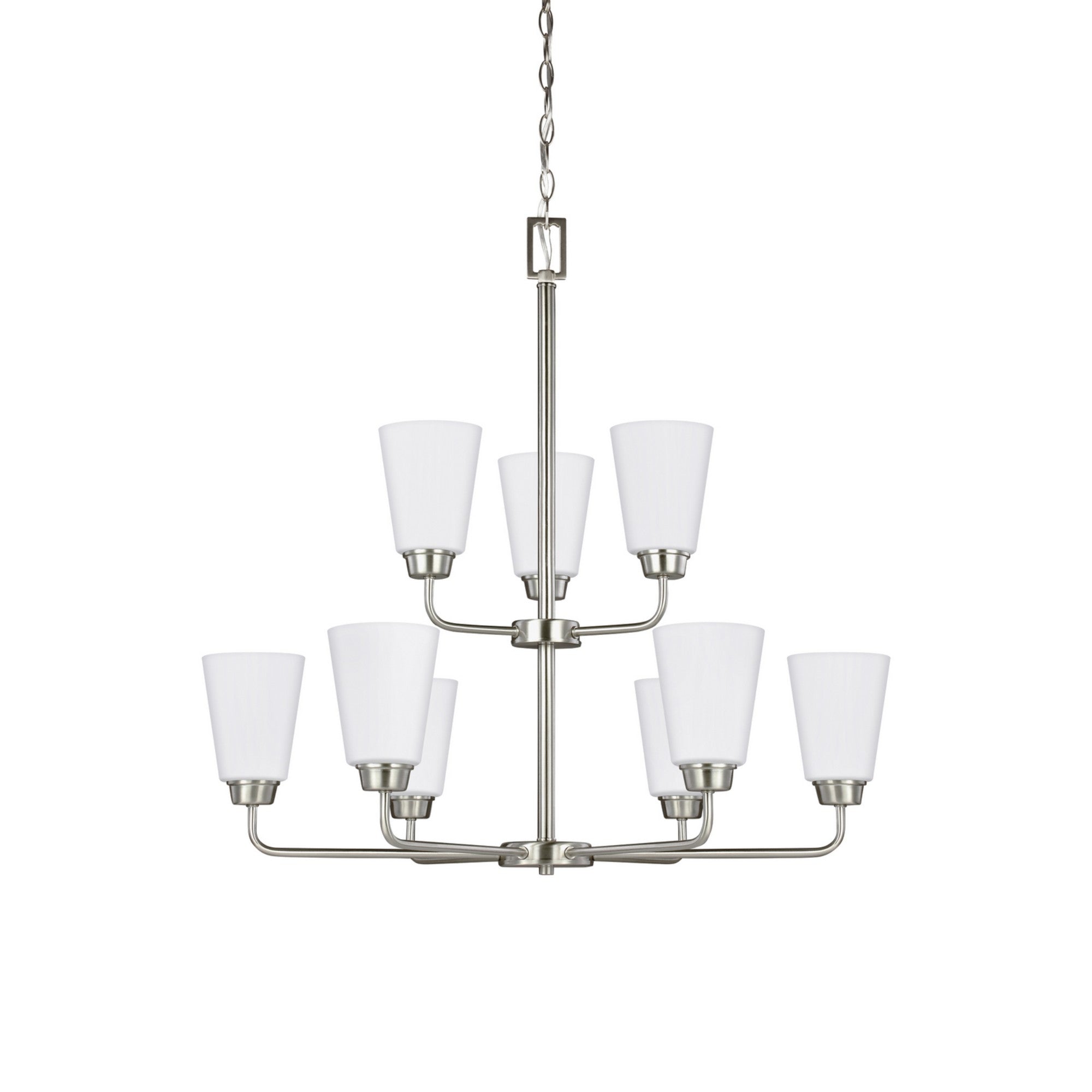 Kerrville 29" 9-Light Chandelier, Brushed Nickel Finish - Bees Lighting