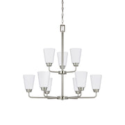 Kerrville 29" 9-Light LED Chandelier, Brushed Nickel Finish - Bees Lighting