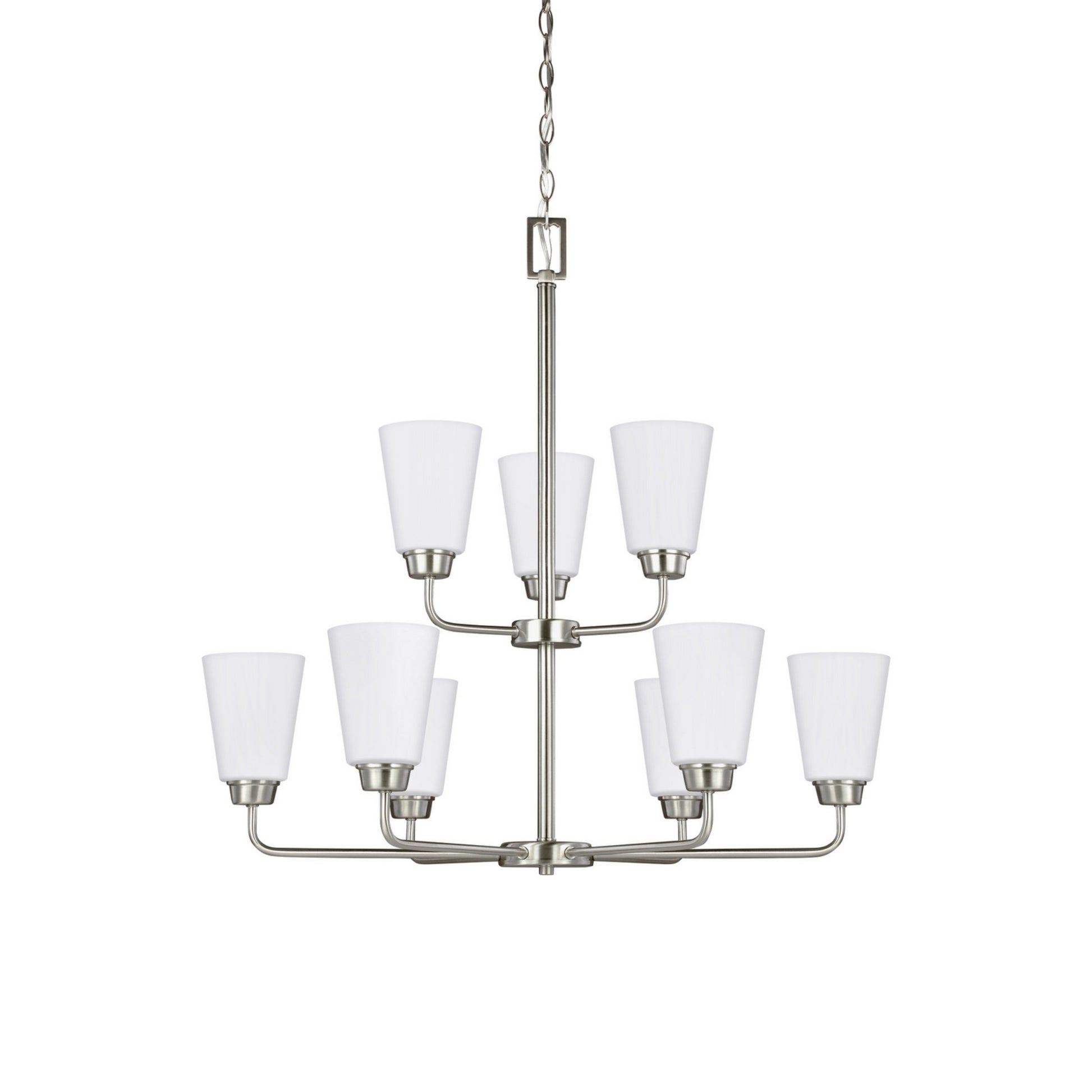 Kerrville 29" 9-Light LED Chandelier, Brushed Nickel Finish - Bees Lighting