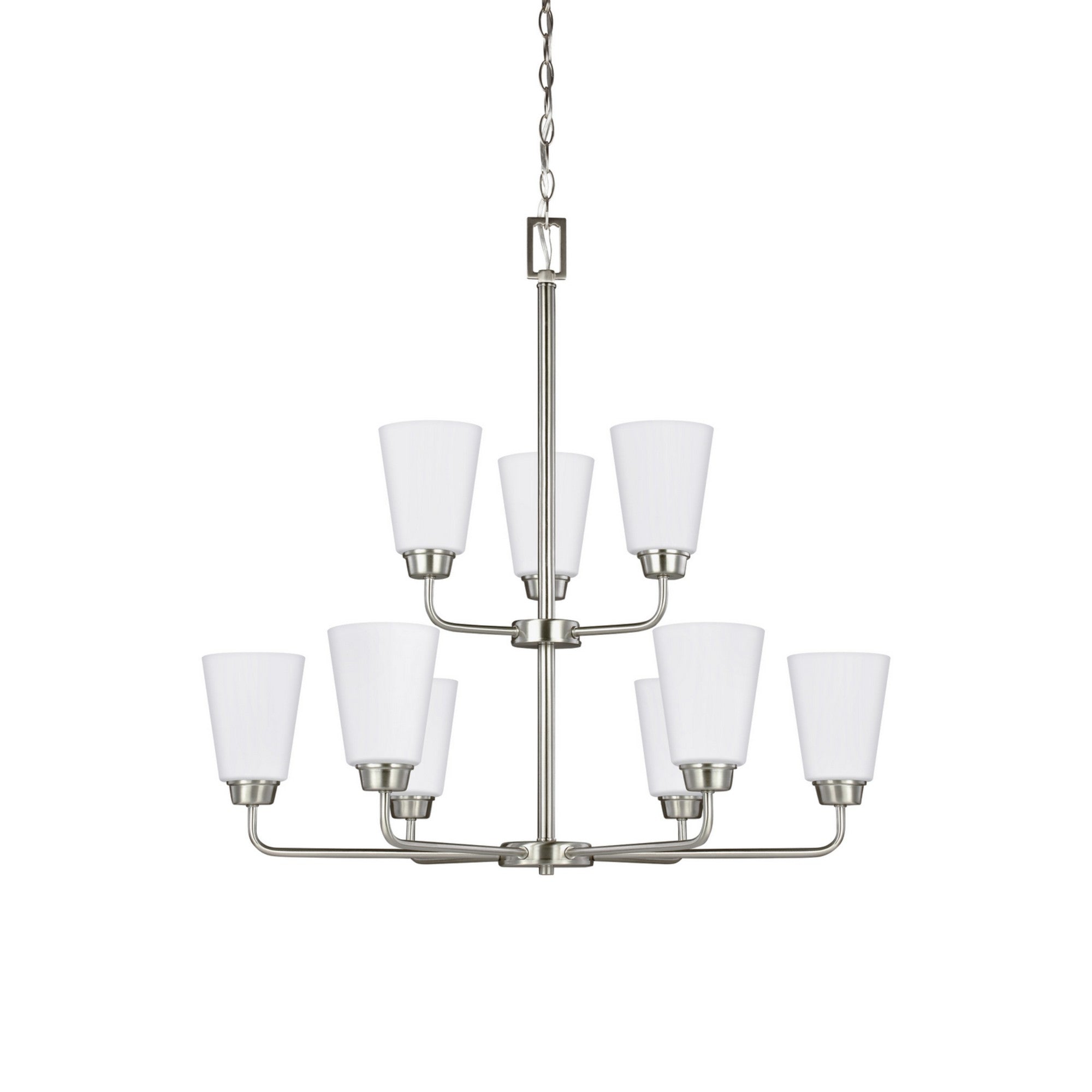 Kerrville 29" 9-Light LED Chandelier, Brushed Nickel Finish - Bees Lighting