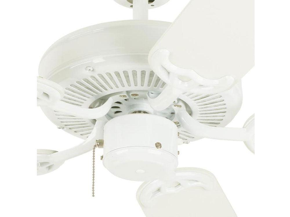 Contractors Choice 52 Inch 5 Blades White Ceiling Fan, Pull Chain Included - Bees Lighting