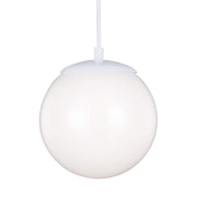 Leo Hanging Globe 8" LED Small Pendant, White Finish - Bees Lighting