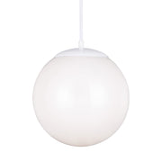 Leo Hanging Globe 12" LED Large Pendant, White Finish - Bees Lighting