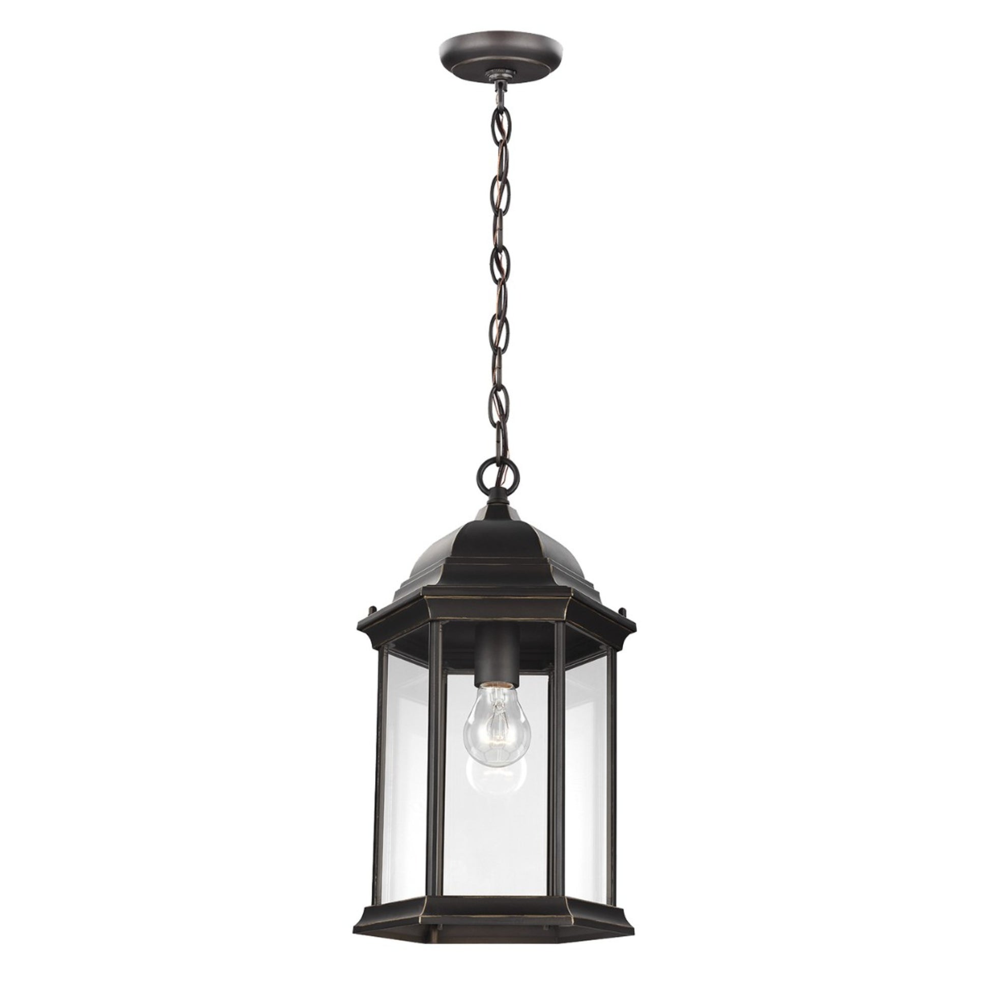 Sevier 17" Outdoor Pendant, Antique Bronze Finish with Clear Glass - Bees Lighting