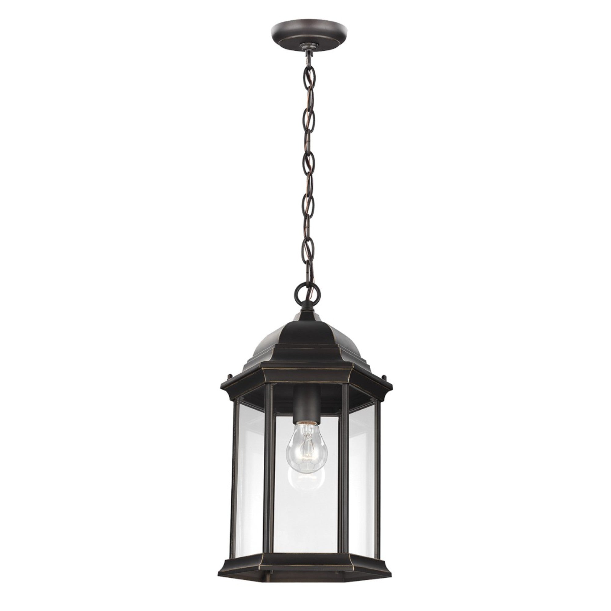 Sevier 17" Outdoor Pendant, Antique Bronze Finish with Clear Glass - Bees Lighting