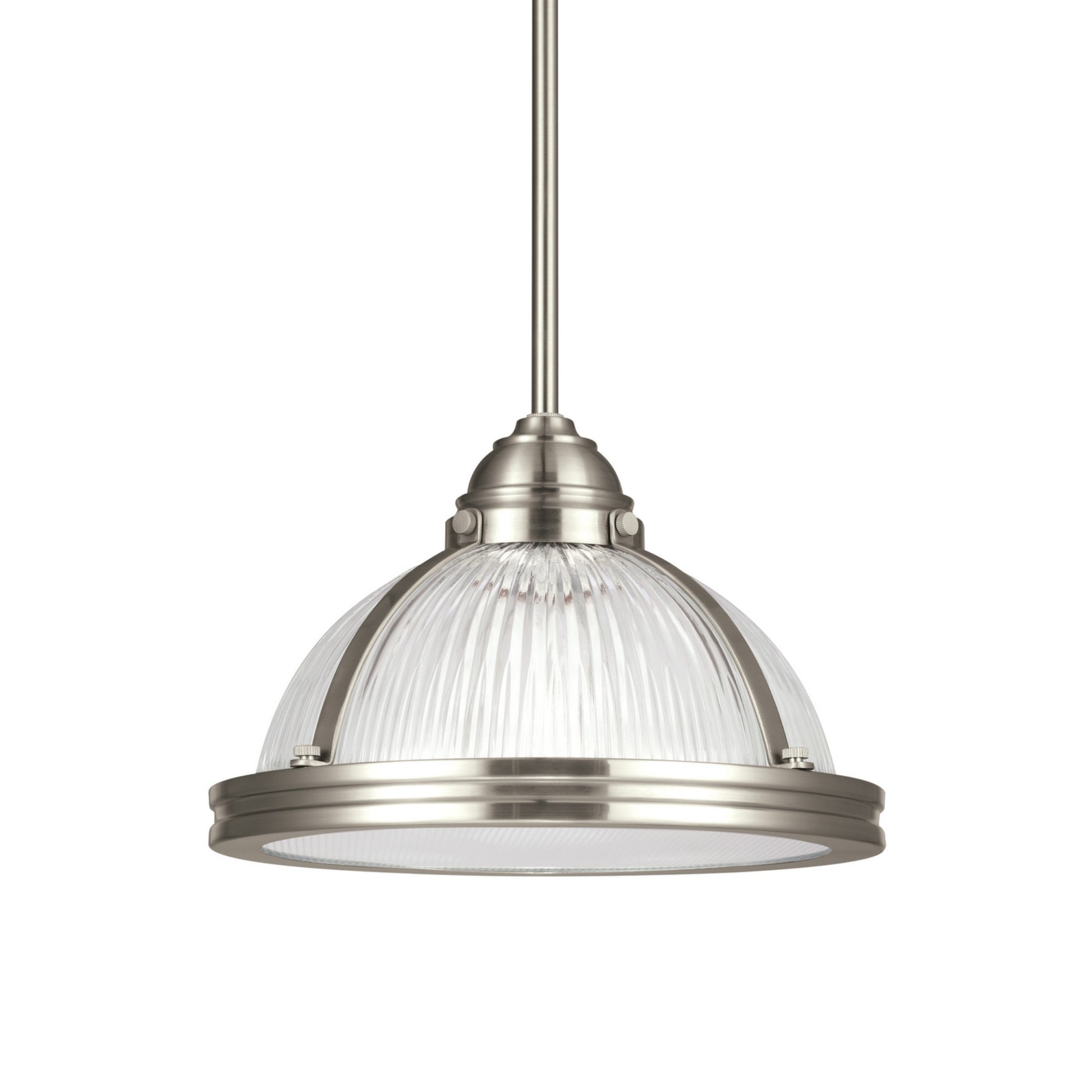 Pratt Street Prismatic 11" 1-Light LED Pendant, Brushed Nickel Finish - Bees Lighting