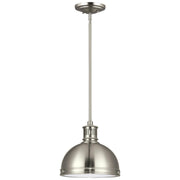 Pratt Street Metal 10" 1-Light LED Pendant, Brushed Nickel Finish - Bees Lighting