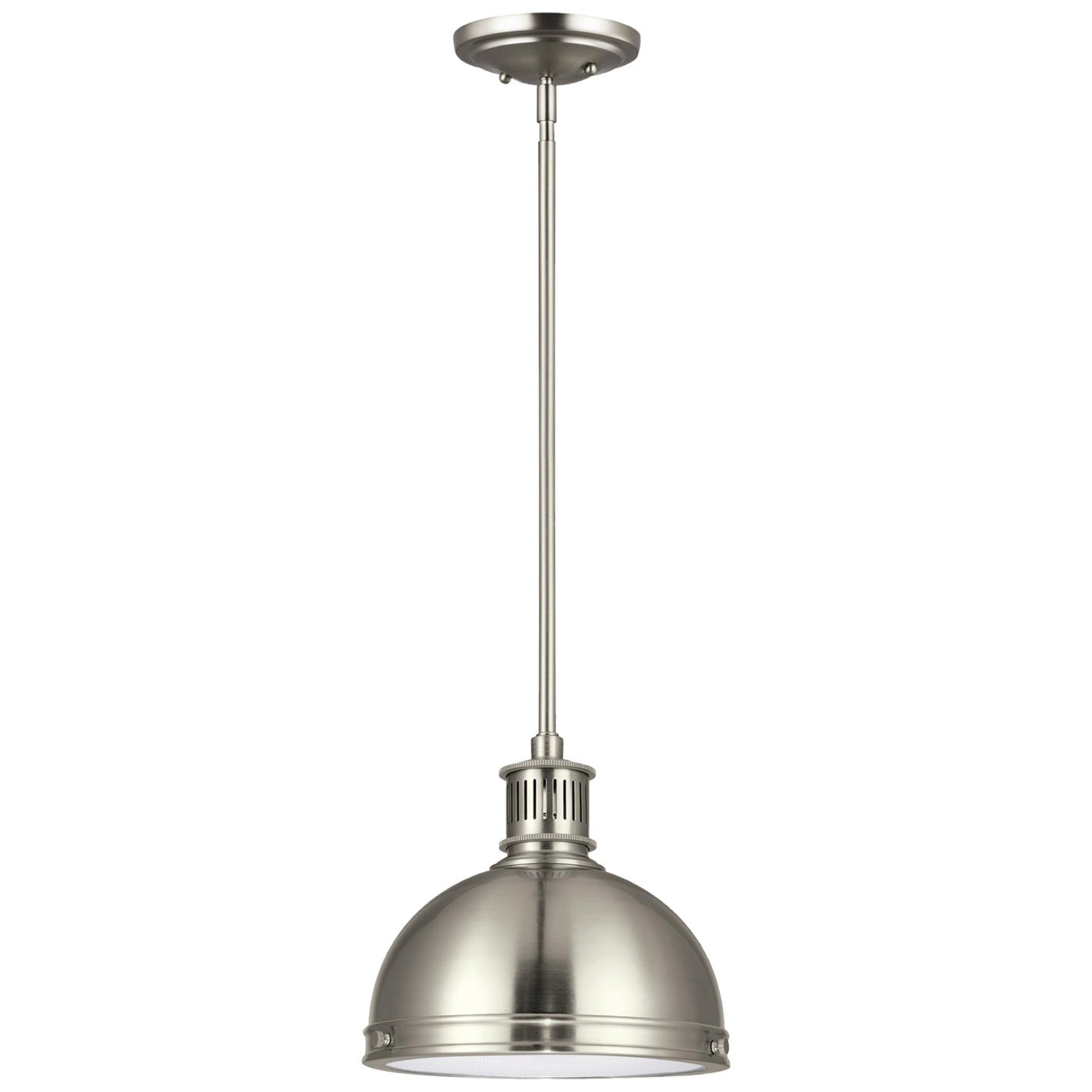 Pratt Street Metal 10" 1-Light LED Pendant, Brushed Nickel Finish - Bees Lighting