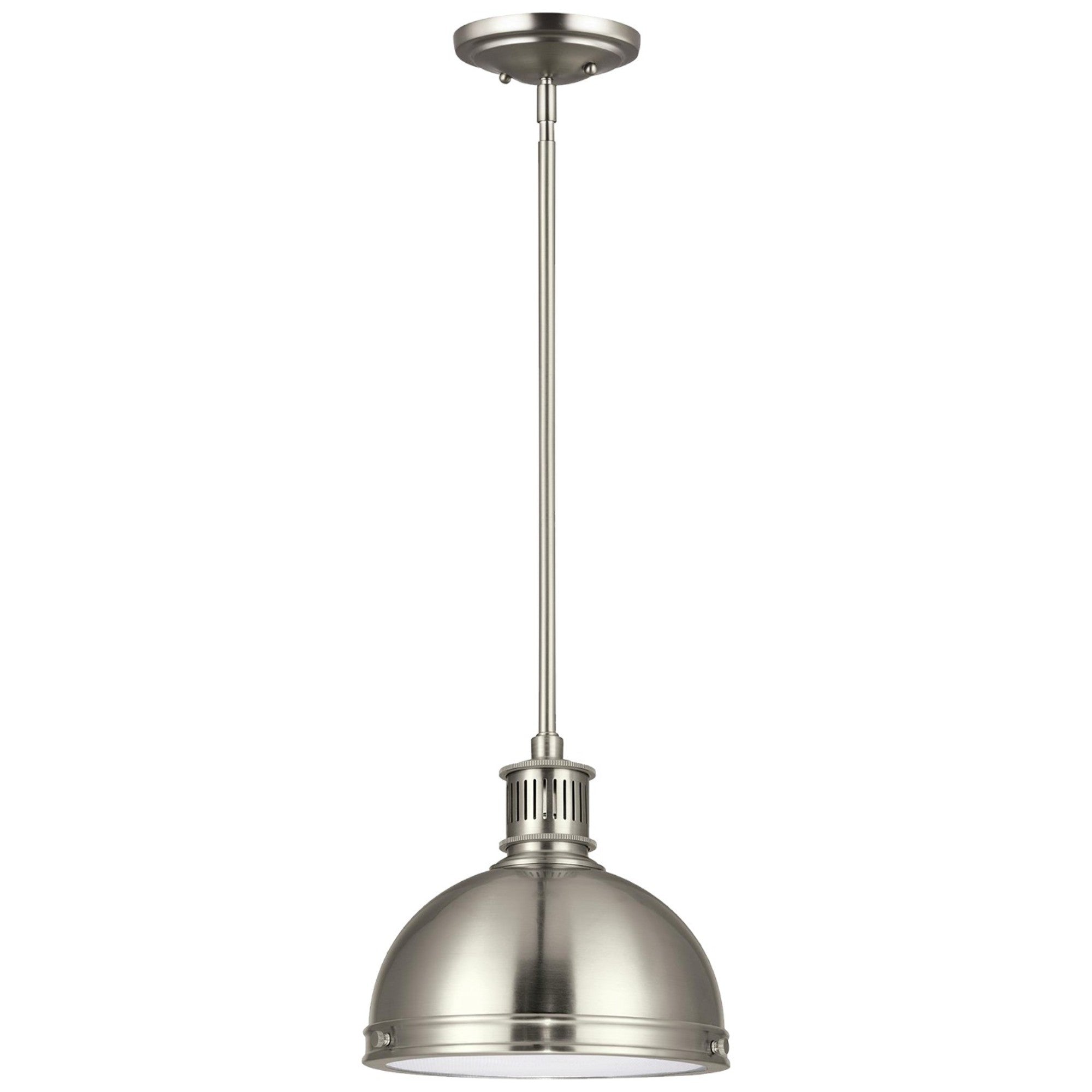 Pratt Street Metal 10" 1-Light LED Pendant, Brushed Nickel Finish - Bees Lighting
