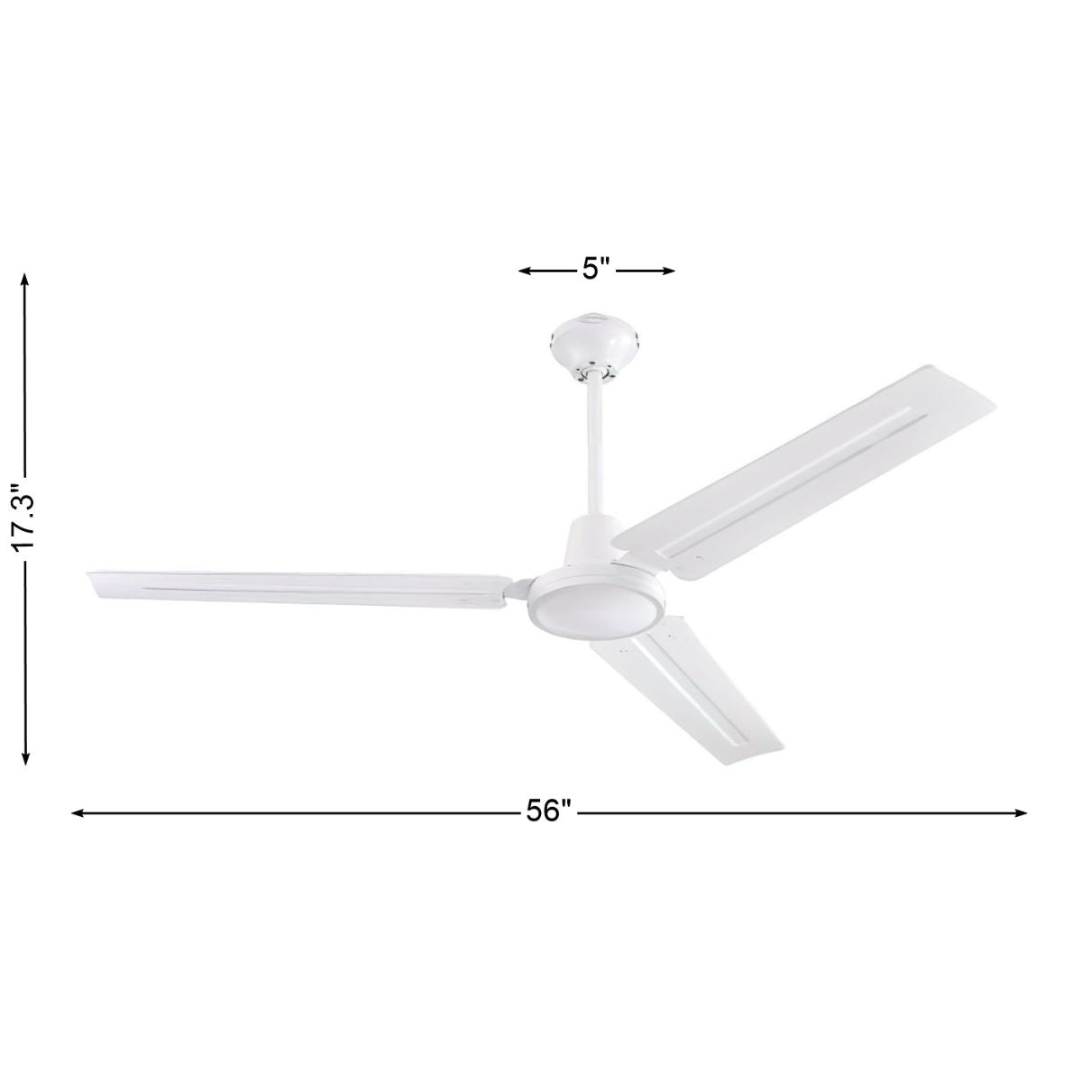 Jax 56 Inch Industrial Ceiling Fan, White Finish, Wall Control Included - Bees Lighting