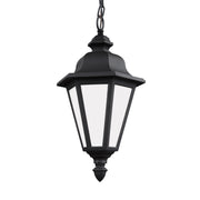 Brentwood 19" LED Outdoor Pendant, Black Finish with White Glass - Bees Lighting