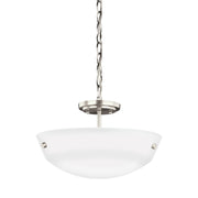 Kerrville 15" 2-Light LED Semi-Flush Convertible Pendant, Brushed Nickel Finish - Bees Lighting