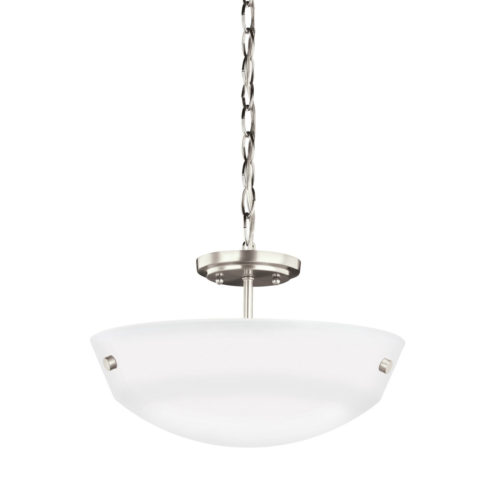 Kerrville 15" 2-Light LED Semi-Flush Convertible Pendant, Brushed Nickel Finish - Bees Lighting