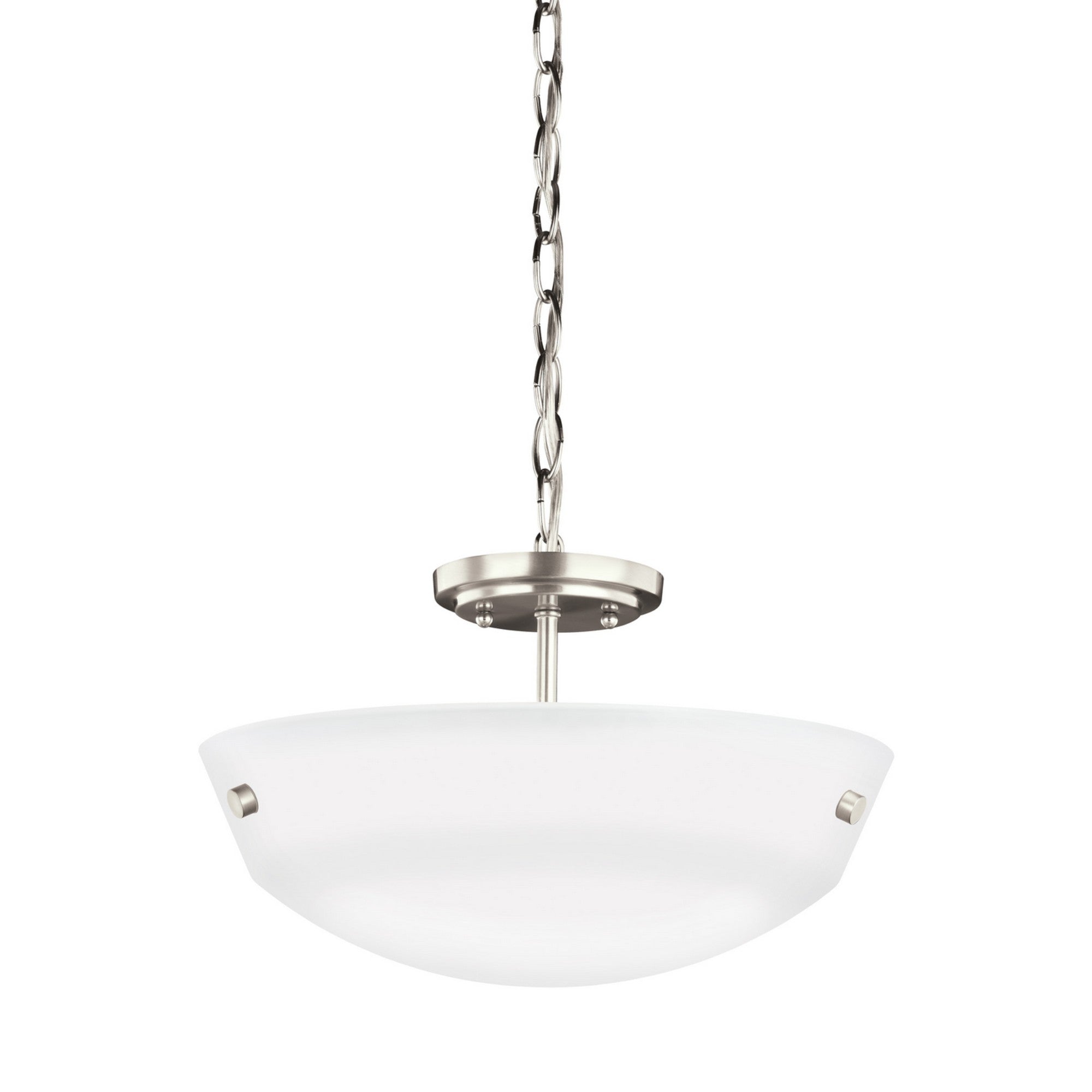 Kerrville 15" 2-Light LED Semi-Flush Convertible Pendant, Brushed Nickel Finish - Bees Lighting