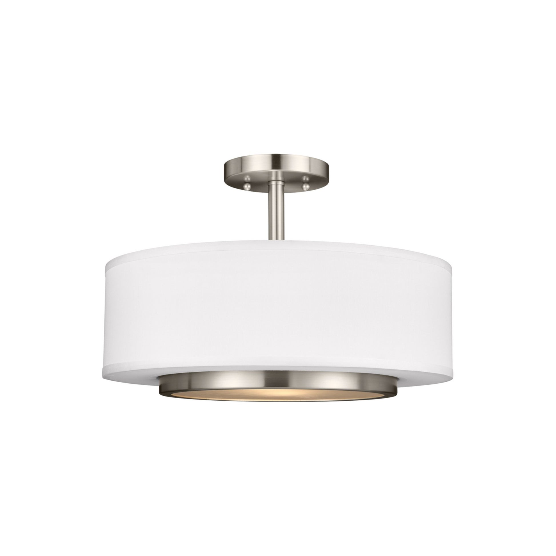 Nance 16" 2-Light Semi-Flush Convertible Pendant, Brushed Nickel Finish - Bees Lighting