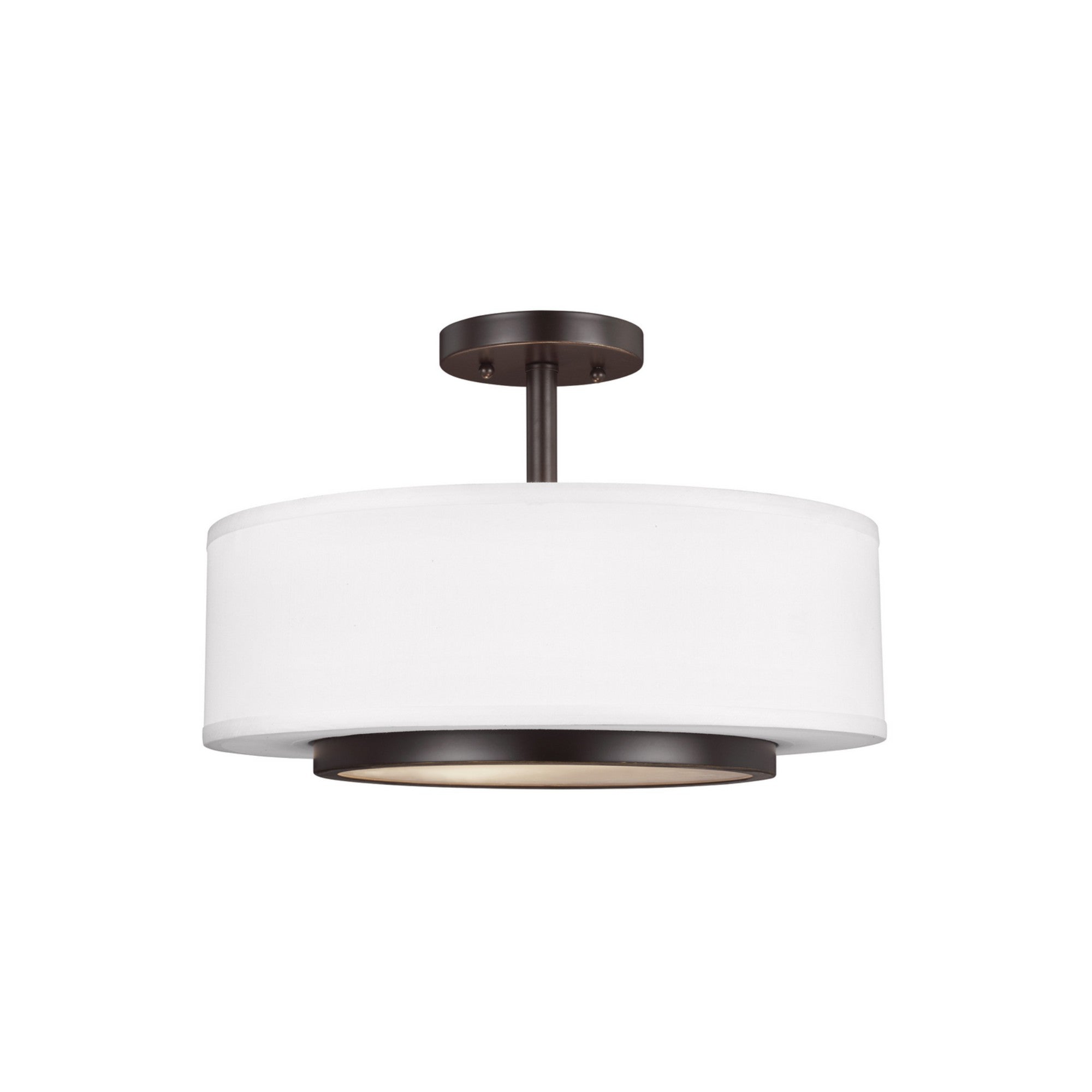 Nance 16" 2-Light LED Semi-Flush Convertible Pendant, Bronze Finish - Bees Lighting