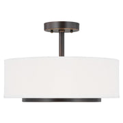 Nance 16" 2-Light LED Semi-Flush Convertible Pendant, Bronze Finish - Bees Lighting