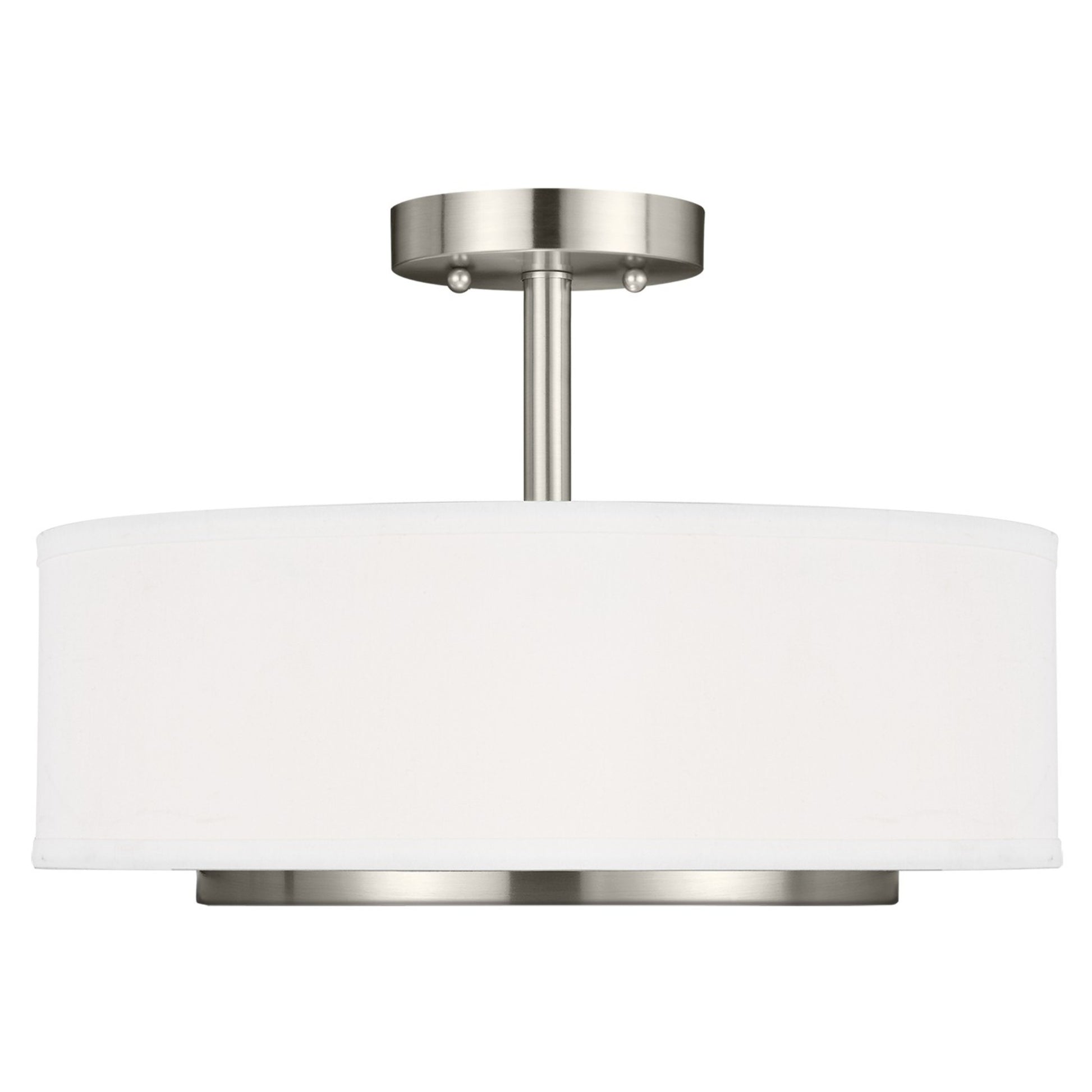 Nance 16" 2-Light LED Semi-Flush Convertible Pendant, Brushed Nickel Finish - Bees Lighting