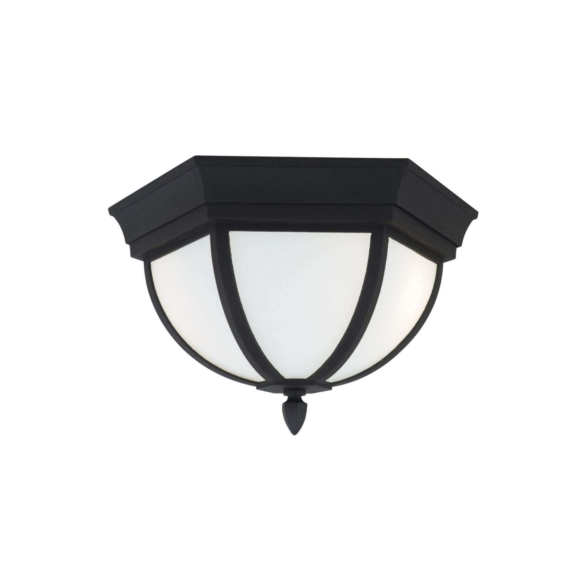 Wynfield 13" 2-Light Outdoor Flush Mount, Black Finish with Frosted Glass - Bees Lighting
