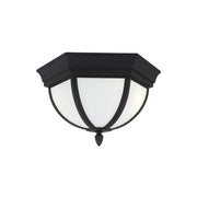 Wynfield 13" 2-Light LED Outdoor Flush Mount, Black Finish with Frosted Glass - Bees Lighting