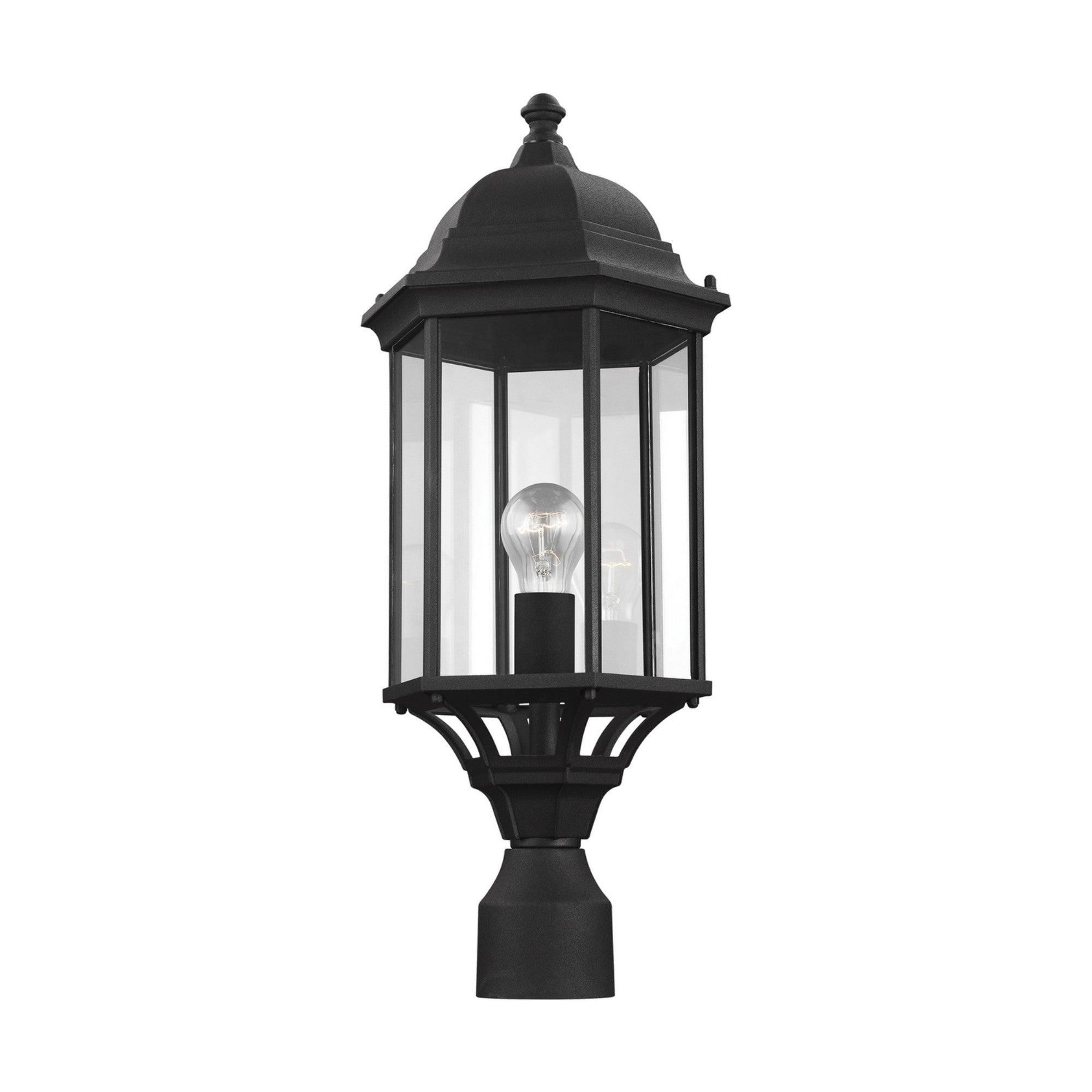 Sevier 22" Large Outdoor Post Lantern, Black Finish with Clear Glass - Bees Lighting