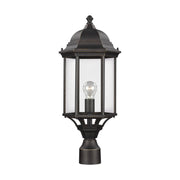 Sevier 22" Large Outdoor Post Lantern, Antique Bronze Finish with Clear Glass - Bees Lighting