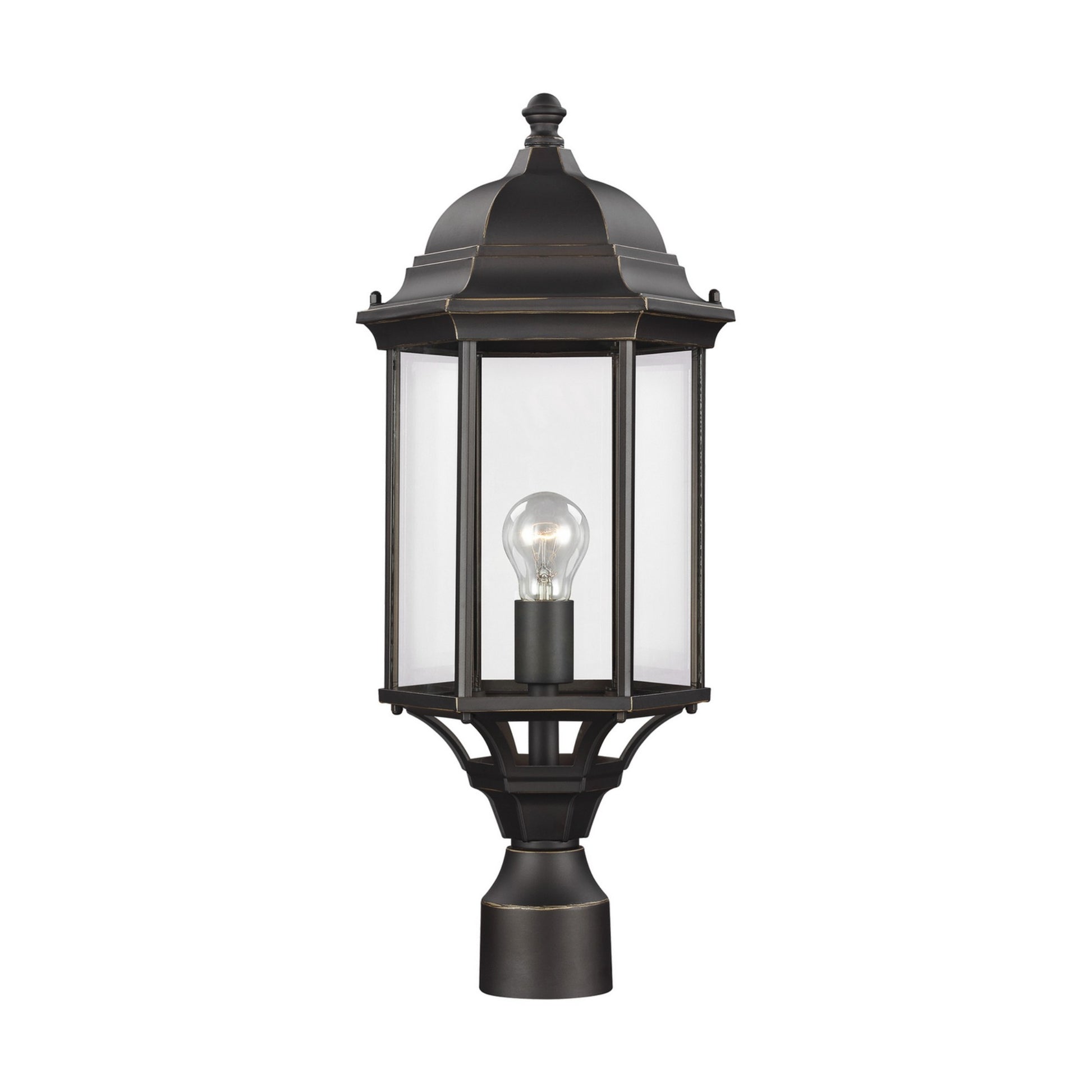 Sevier 22" Large Outdoor Post Lantern, Antique Bronze Finish with Clear Glass - Bees Lighting