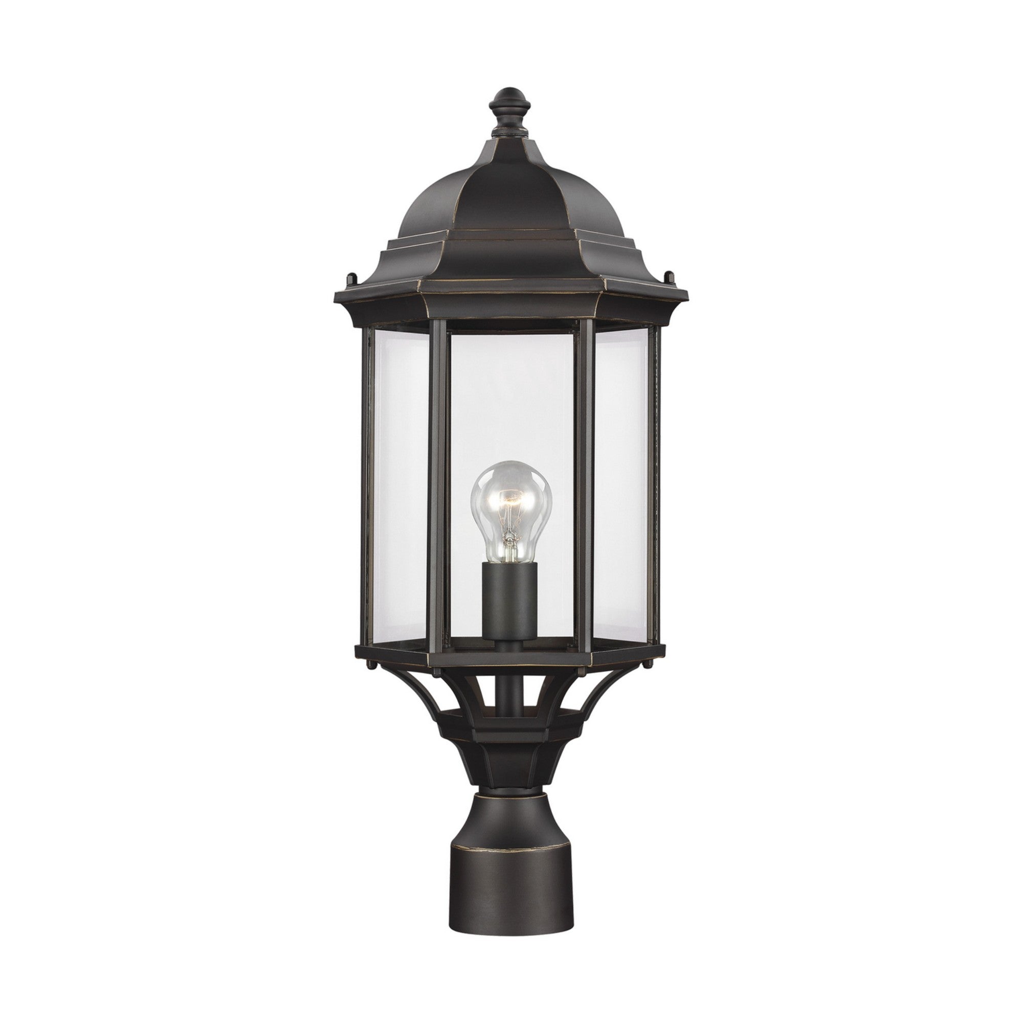 Sevier 22" Large Outdoor Post Lantern, Antique Bronze Finish with Clear Glass - Bees Lighting