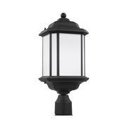 Kent 20" LED Outdoor Post Lantern, Black Finish with Satin Etched Glass - Bees Lighting
