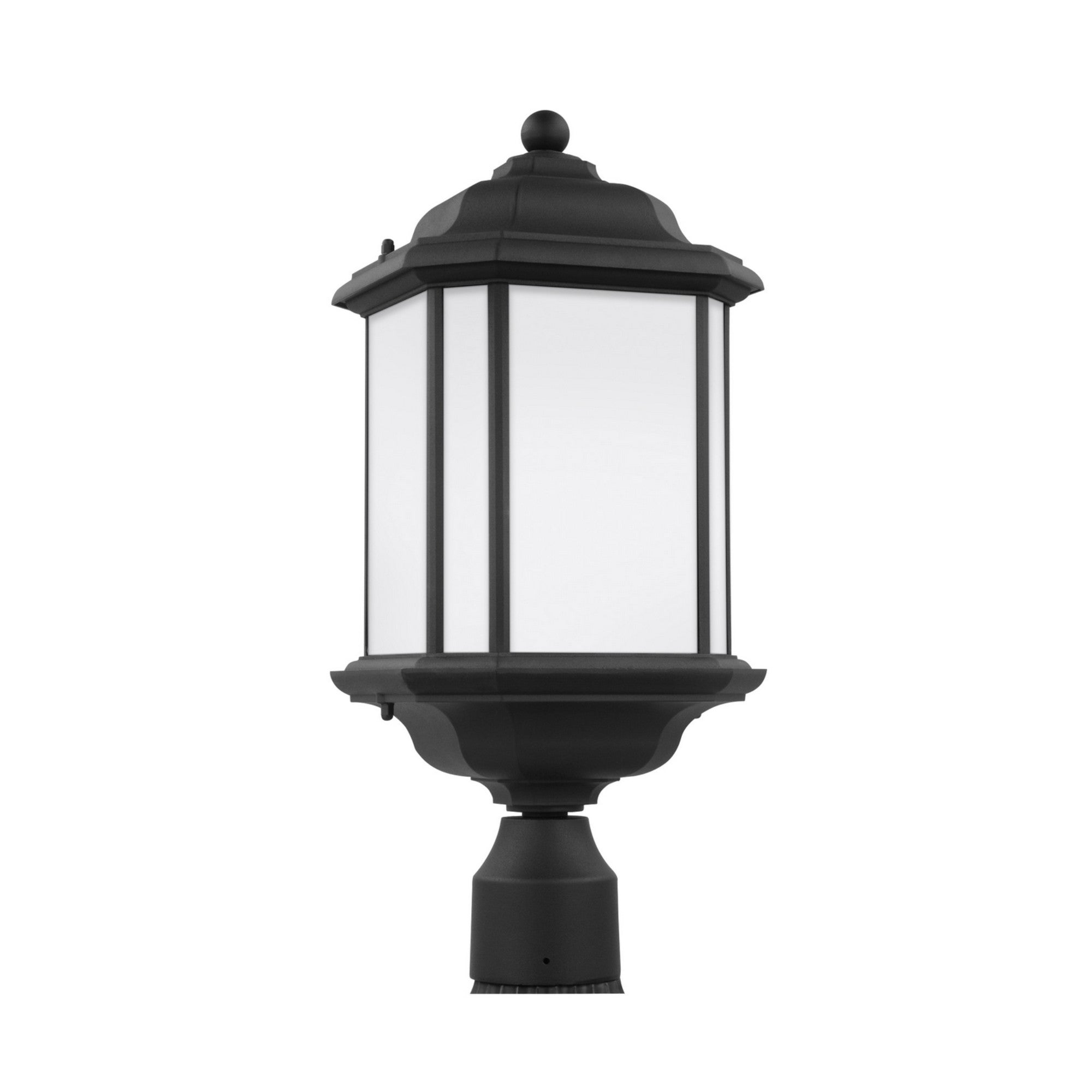 Kent 20" LED Outdoor Post Lantern, Black Finish with Satin Etched Glass - Bees Lighting