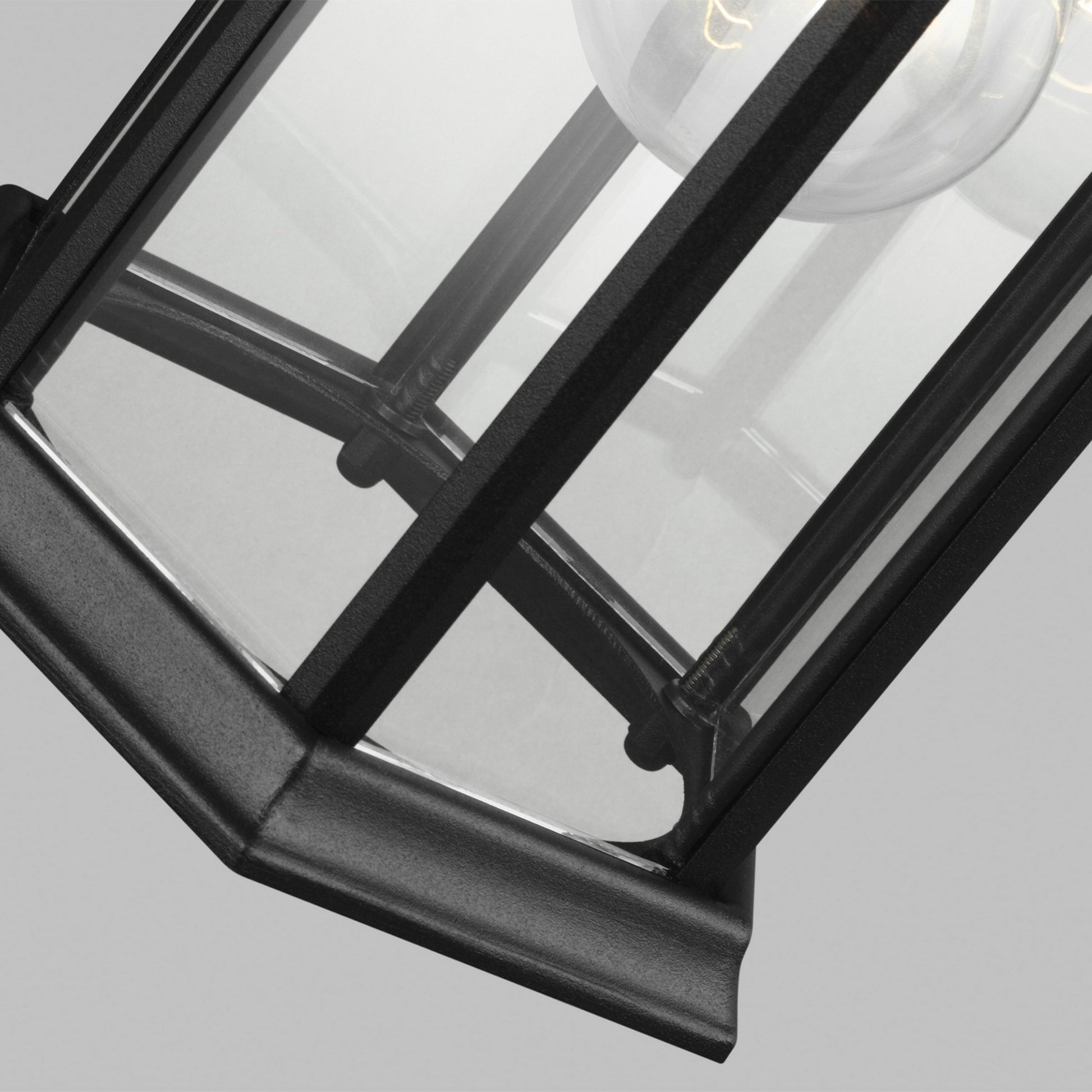 Sevier 13" Small Downlight Outdoor Wall Lantern, Black Finish with Clear Glass - Bees Lighting