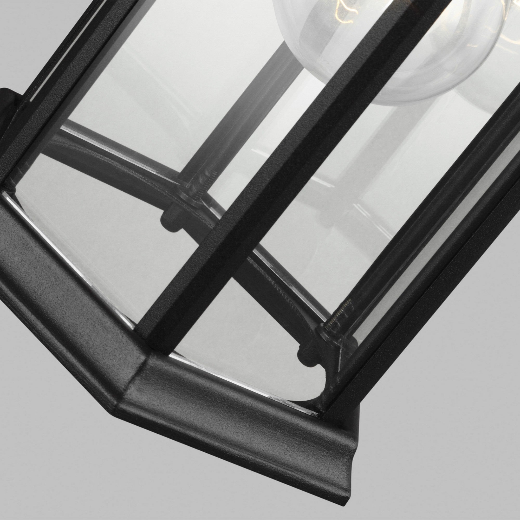 Sevier 13" Small Downlight Outdoor Wall Lantern, Black Finish with Clear Glass - Bees Lighting