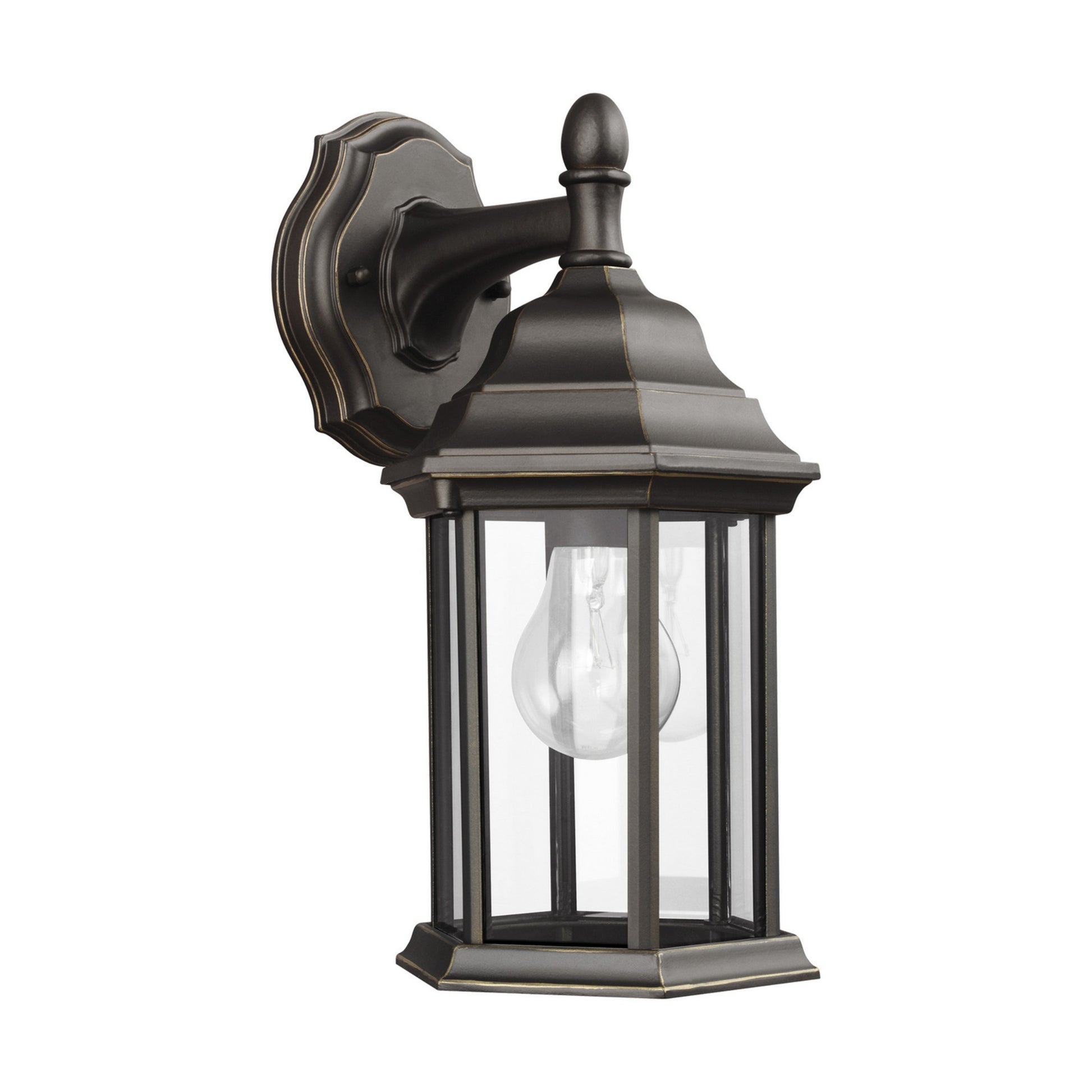 Sevier 13" Small Downlight Outdoor Wall Lantern, Antique Bronze Finish with Clear Glass - Bees Lighting