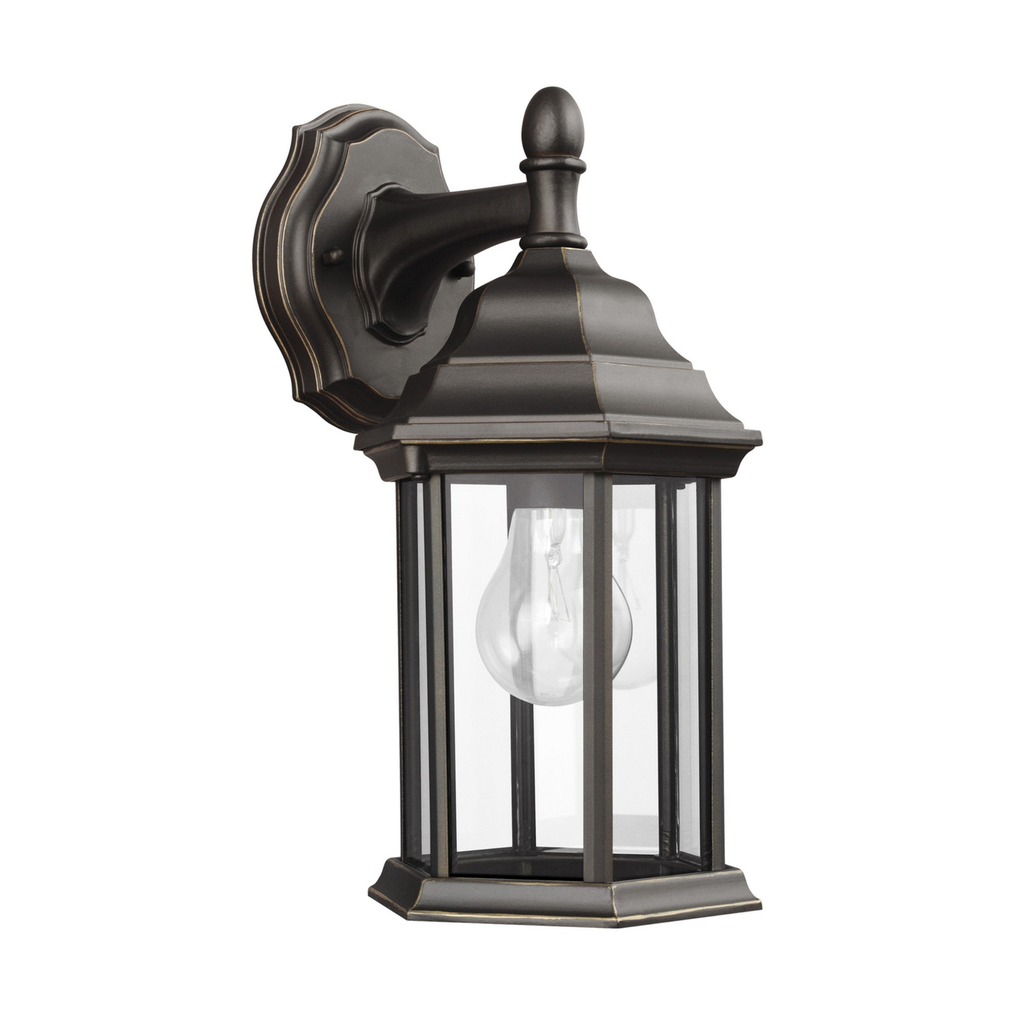 Sevier 13" Small Downlight Outdoor Wall Lantern, Antique Bronze Finish with Clear Glass - Bees Lighting