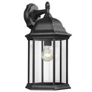 Sevier 19" Large Downlight Outdoor Wall Lantern, Black Finish with Clear Glass - Bees Lighting