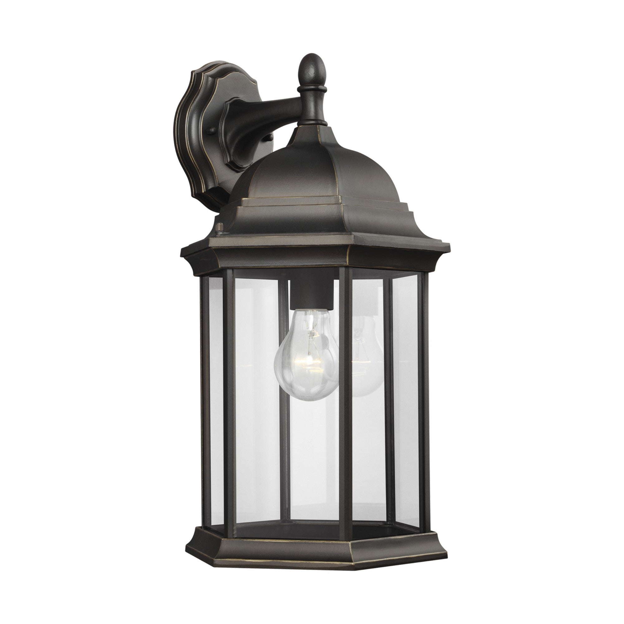 Sevier 19" Large Downlight Outdoor Wall Lantern, Antique Bronze Finish with Clear Glass - Bees Lighting