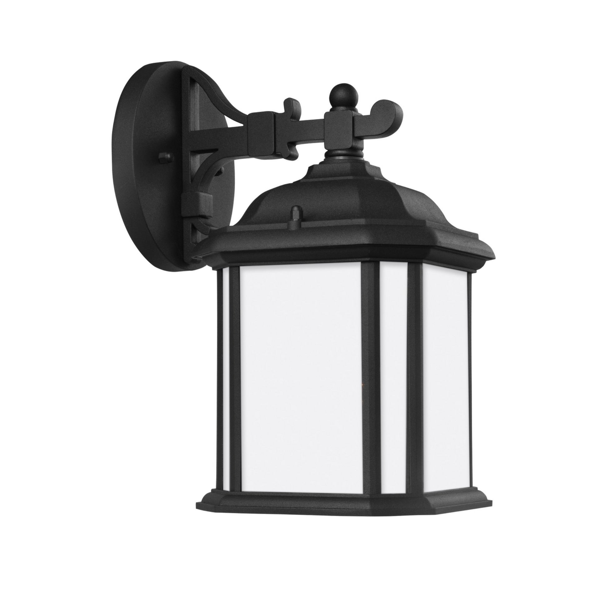 Kent 12" LED Outdoor Wall Lantern, Black Finish with Satin Etched Glass - Bees Lighting