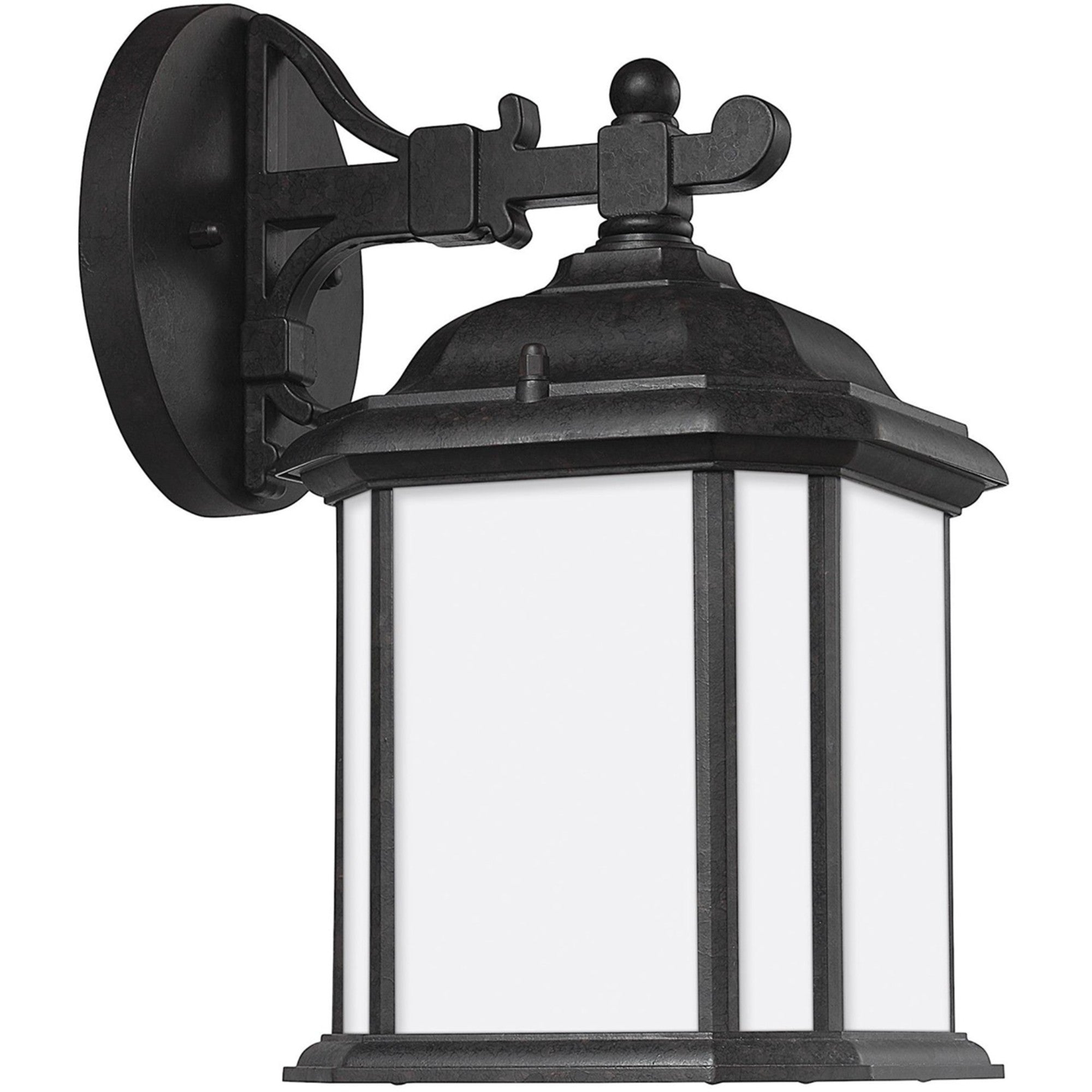 Kent 12" LED Outdoor Wall Lantern, Oxford Bronze Finish with Satin Etched Glass - Bees Lighting